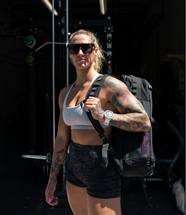 4x CrossFit Games Athlete Danielle Brandon Holds a Haven Athletic Organized Backpack