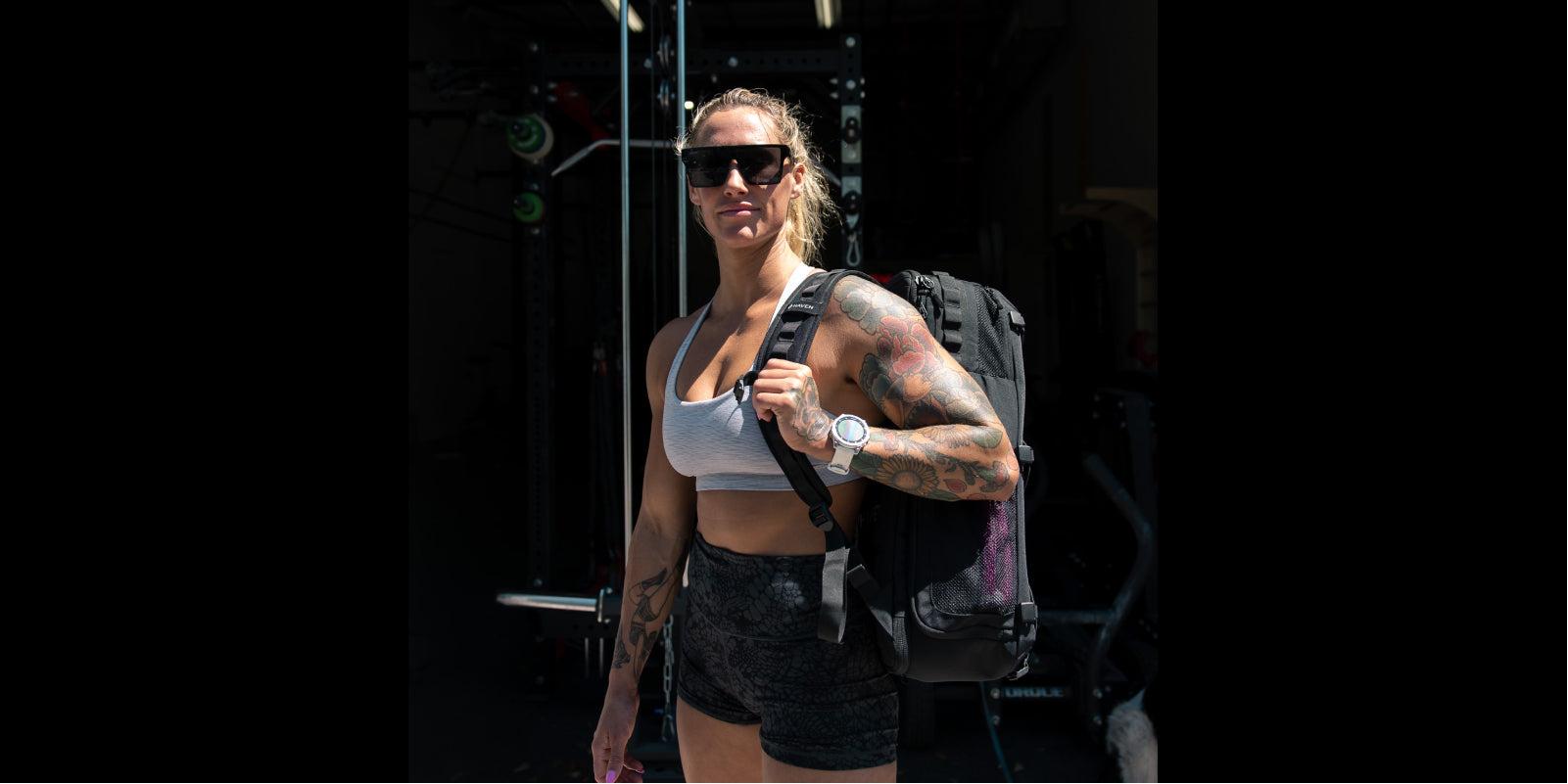 4x CrossFit Games Athelte Danielle Brandon holding a Haven Athletic Organized Backpack